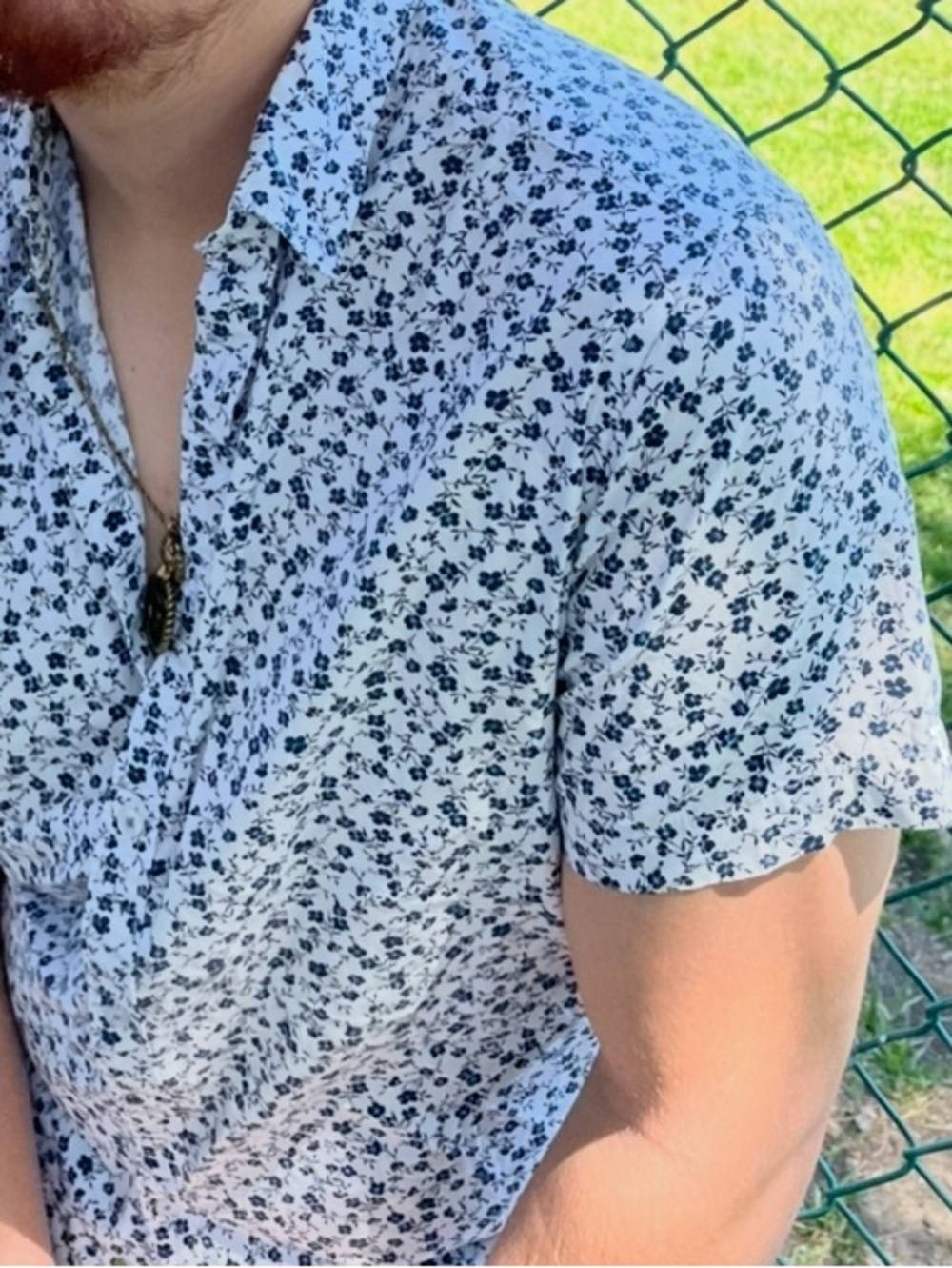 DENIM & FLOWER Men RICKY SINGH Floral Short Sleeve Button-Up Shirt BLUE DAISY - Picture 10 of 16
